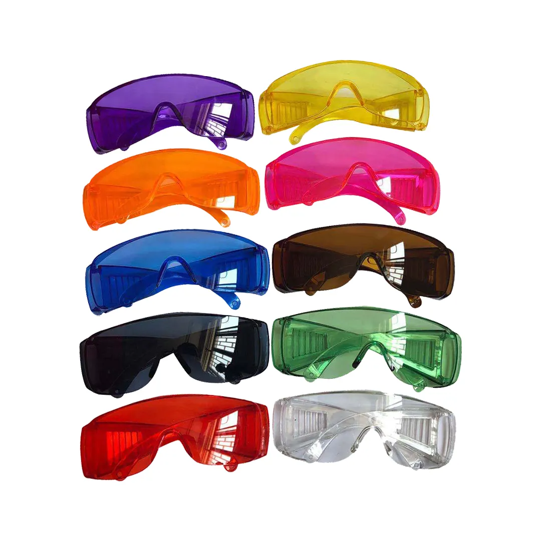 Gafas de plástico transparentes, lentes de seguridad transparentes, coloridas