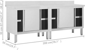 2 cái nhà bếp thép bàn làm việc lưu trữ đơn vị tủ với cửa trượt và không gian lưu trữ cho nhà bếp và phòng đựng thức ăn - Product Image 2