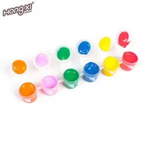 Kinder acryl farbe 3 ml 12-farben-set 6-teilig kunst-schüler malerei und farbige gipskopf puppe farbstreifen pinsel großhandel