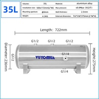 Tanque de Almacenamiento de Aire Horizontal de Aluminio y Carbono de 35L/9.2 Galones, Personalizado, con Acabado Pulido Espejo, Garantía de 7 Años