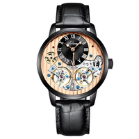 Montre mécanique automatique 2025 en gros d'usine avec double tourbillon Relojes Mecnicos