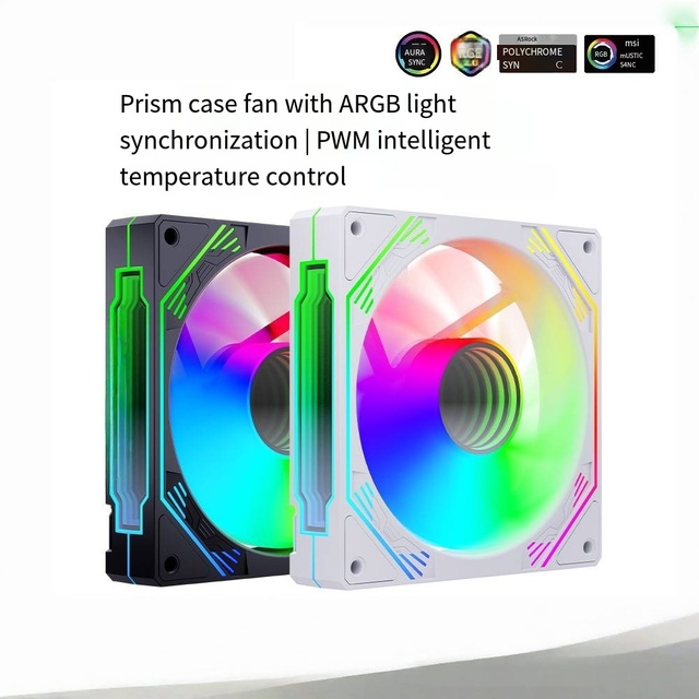MQ CK120 12cm Prism PC Case Cooling Fan, ARGB Light Sync Silent PWM Radiator Fan for Desktop Gaming Chassis