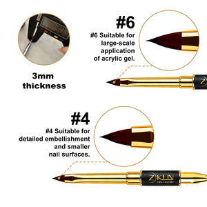 Pincel de Uñas <span class=keywords><strong>Profesional</strong></span> de Doble Punta con Espátula, de <span class=keywords><strong>Pelo</strong></span> Sintético Vegano Negro de Lujo, para Aplicación de Arte 3D - Product Image 3