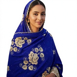 Wholesale Custom Multicolor Rhinestone Embroidered Floral Pattern Soft Light Long <b>Chiffon</b> Women Shawl Summer <b>Scarf</b> Wrap Bulk - Product Image 5