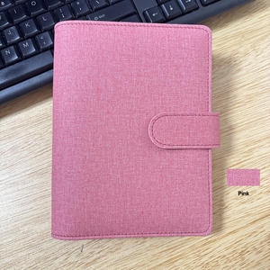 El más vendido, nuevo, personalizado, duradero, monedero con cremallera, 6 colores, cuero de lino, 6 anillos, mecanismo dorado, carpeta económica A6, funda tipo billetera - Product Image 5