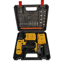 Perceuse sans fil 21V sans clé 10mm à une main avec moteur à balais, kit d'outils 24 pièces, vitesse variable, couple max 30Nm, support OEM/ODM