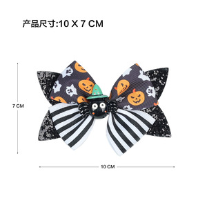 Pinzas para el Cabello de Niñas para Halloween, Pinzas para el Cabello con Lindos Dibujos Animados, Pinzas para el Cabello con Cinta Completamente Cubierta, Pinzas para el Cabello con Clip de Cocodrilo, Accesorios para el Cabello - Product Image 3