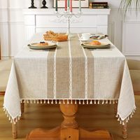 Nappes de table imperméables en coton et lin, nappes en toile de jute pour la cuisine