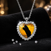 Photos de voyage personnalisables pour couple, collier en métal en forme de cœur, bijoux de confession