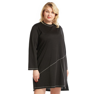 En stock Robe décontractée ample grande taille à col en V et couleurs contrastées pour <span class=keywords><strong>femmes</strong></span> rondes CS536 Vente chaude housaile - Product Image 6