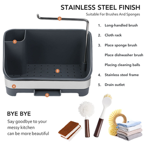 Organizzatore per Lavello in Acciaio Inox Masthome, Porta Spugne con Supporto per Panni, Accessori per Pulizia Cucina - Product Image 3