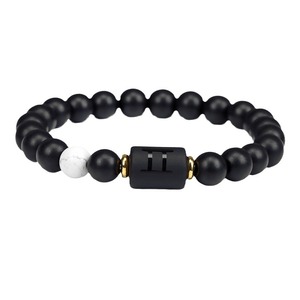 Braccialetto con 12 Perle di Onice Nero Opaco Naturale, Braccialetti con Segno Zodiacale e Pietra Portafortuna, Gioielli Regalo per Uomo e Donna, Vendita all'Ingrosso - Product Image 5