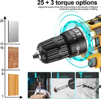 Ensemble de perceuse sans fil 21V 2 batteries 2000mAh 1500 tr/min 3 réglages de couple 56 accessoires Mandrin sans clé intégré 3/8 pouces Lumière LED Max 398
