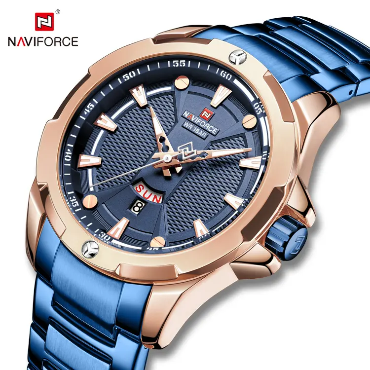 NAVIFORCE 9161 Original Japan Movement Stainless Steel Mens Watches in Wristwatch Date Calendar Sports Watch
