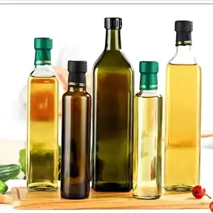 Glass Bottle For Olive Oil 250ml 500ml 750ml Round Square Marasca Cooking Oil Olive Oil Bottle Glass With Lid