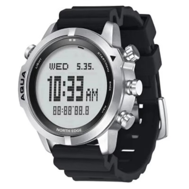 NORTH EDGE Aqua Men Dive Computer Watch Waterproof 100M Scuba Diving NDL (No Deco Time) 50M Altimeter Barometer Compass