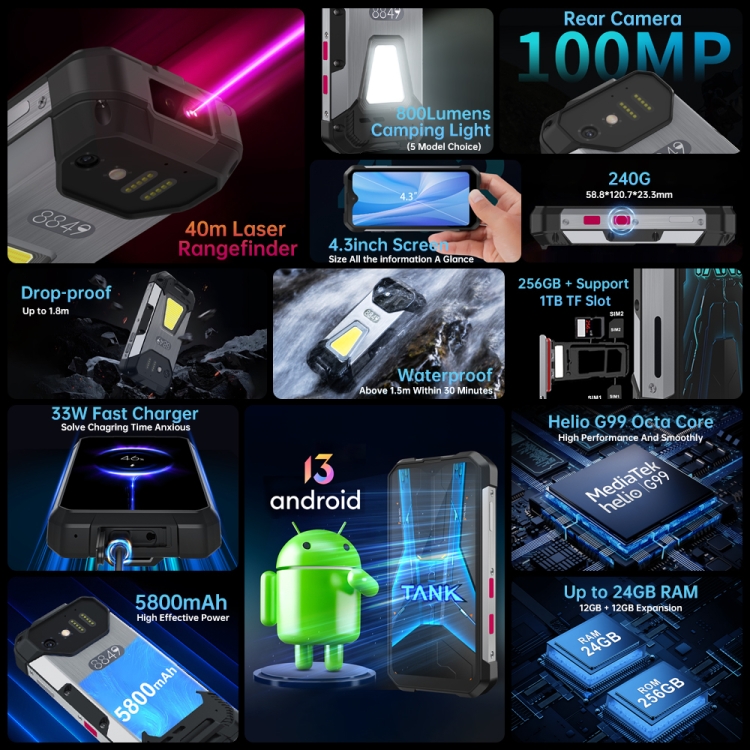 Melhor Preço Unihertz Tank Mini 1 Telefone Robusto 8849 12GB +