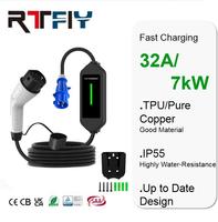 Chargeur EV portable 32A neuf, 7 kW, charge rapide pour véhicules électriques, avec prise CEE pour une utilisation à domicile et en extérieur, livraison directe d'usine