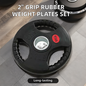 Resistente presa da 2 pollici in gomma peso piastre da 20kg Set per l'allenamento della forza nella palestra di casa comprende 10kg e 20kg piastre - Product Image 3