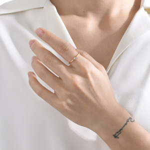 Taige simple zircon bague en acier inoxydable dames or INS vent fin doigt transfrontalier nouveaux produits - Product Image 4