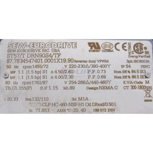 มอเตอร์เกียร์แบบเฮลิคอลเวิร์ม EURODRIVE ST57/T DRN90S4/TF 1.1KW IE3 รุ่นใหม่ ของแท้ พร้อมแขนทอร์คและเพลาแบบกลวง - Product Image 4
