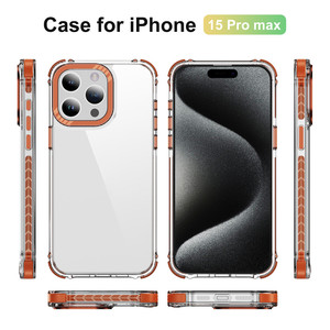 Coque de téléphone rigide en TPU acrylique transparent antichoc avec cadre métallique coloré de haute qualité pour iPhone 17 16 15 14 <span class=keywords><strong>Pro</strong></span> Max - Product Image 2
