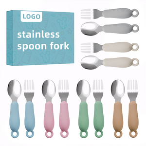 Vajilla de Silicona para Alimentación Segura, Libre de BPA, con Diseño de Animales, Juego de Cuchara y Tenedor de Acero Inoxidable para Bebés en Entrenamiento - Product Image 2