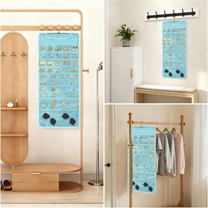 Organisateur de bijoux suspendu à 88 poches, rangement double face pour boucles d'oreilles, bracelets, montres, utilisation en voyage, bleu - Product Image 5