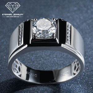 Factory <strong>Price</strong> Men's Fine S925 Silver 9k 10k <strong>14k</strong> 18k 24k Pure <strong>Gold</strong> <strong>White</strong> Yellow 1 Carat Moissanite Natural Diamond Wedding Ring - Product Image 4