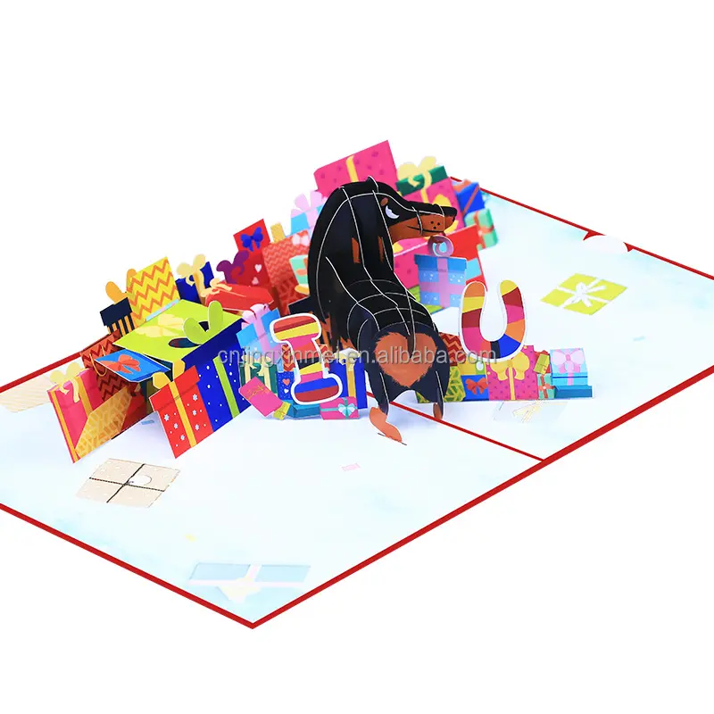 발렌타인 데이 새로운 디자인의 생각 기념일 카드 레이저 컷 수제 동물 3D 팝업 인사말 카드 종이