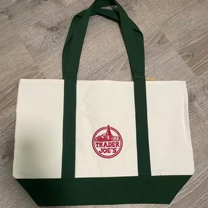 Borsa per la Spesa Grande di Trader Joe's 100% Ecologica e Riutilizzabile, Borsa in Tela di Cotone Personalizzabile con Ricamo |   Blu navy - Product Image 5