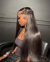 Cheveux humains vierges Remy 13x4 en gros pour perruques, transparents pour dentelle, noir naturel, pré-épilés, de raides à bouclés