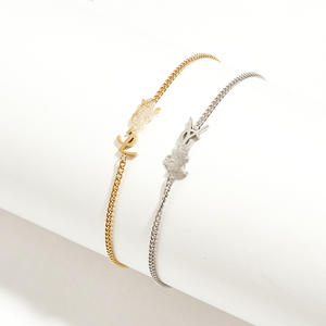 <span class=keywords><strong>Pulsera</strong></span> de Letras Apilable Ajustable de Acero Inoxidable Chapado en Oro de 18K, Estilo Minimalista para Mujer - Product Image 2