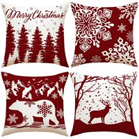 Housse de coussin de Noël rouge personnalisée YINUAN, motif forêt festive, flocons de neige, rennes, fermeture éclair, décorative, pour canapé