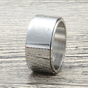 Stainless Steel Buddhist Scripture <b>Ring</b> Unisex Retro Punk Style Letter Pattern Gift Jewelry 27052 - Product Image 2