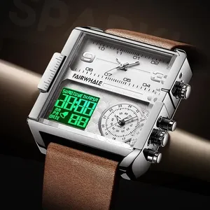 <span class=keywords><strong>Reloj</strong></span> <span class=keywords><strong>de</strong></span> Cuarzo para Hombre Mark Fairwhale, Esfera Cuadrada y Redonda Combinadas, <span class=keywords><strong>Tres</strong></span> Zonas Horarias, Caja <span class=keywords><strong>de</strong></span> Acero <span class=keywords><strong>de</strong></span> 50 mm, Correa <span class=keywords><strong>de</strong></span> Cuero, <span class=keywords><strong>Reloj</strong></span> Deportivo <span class=keywords><strong>de</strong></span> Pulsera - Product Image 1
