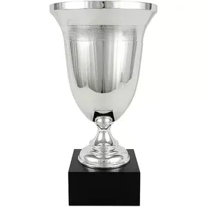 Coppa Sportiva Elegante Argentata con Base Nera - Product Image 1