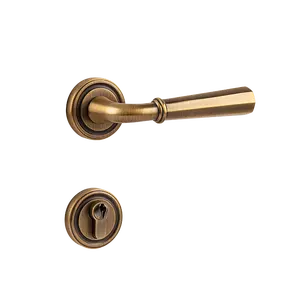 High Quality Minimalist Luxury Antique style Door Security Home Hardware Wooden Door Lock Set Unlacquered Brass Door Levers