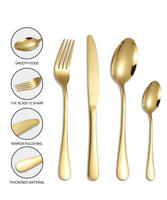 Ensemble de couverts écologiques en acier inoxydable 304, couverts dorés comprenant un couteau, une cuillère, des fourchettes pour les mariages et les restaurants