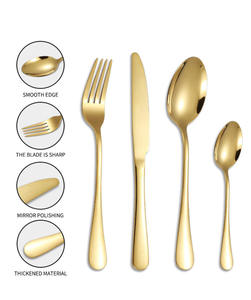 Ensemble <span class=keywords><strong>de</strong></span> <span class=keywords><strong>couverts</strong></span> écologiques en acier inoxydable 304, <span class=keywords><strong>couverts</strong></span> dorés comprenant un couteau, une cuillère, des fourchettes pour les mariages et les restaurants - Product Image 6