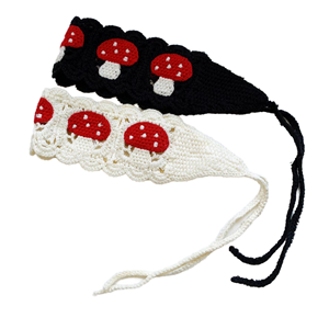 Q&Y New Fashion Knitted <b>Head</b> <b>Wraps</b> Ties Cottagecore Sweet Mushroom Floral Pattern Headband Hand Made Crochet Bandanas <b>Women</b> - Product Image 1