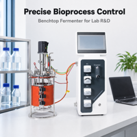 Réacteur bioreacteur lactique Ruiyuan 1-20L, contrôlé par PLC, en verre, avec capteurs de pH, de DO et de température
