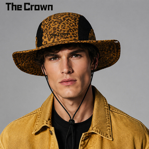 Sombrero de Pescador con Estampado de Leopardo, Personalizado, de Alta Calidad, con Ala Ancha, Panel de Malla, Secado Rápido, Protección Solar, Unisex, Venta al Por Mayor - Product Image 1