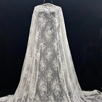 Tissu en dentelle brodée perlée à cordon français pour cils, 100 % polyester, poids moyen, pour robe de mariée, motif floral 3D, nuptial