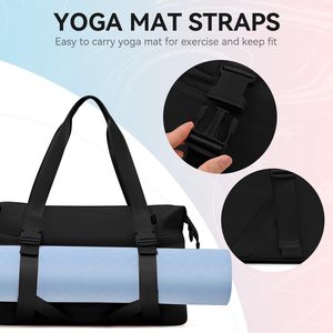 Bolsa de gimnasio grande OEM con muestra gratis para mujer, bolsa de lona deportiva con soporte oculto para esterilla de Yoga, bolsa de mano para entrenamiento y baile con bolsillo húmedo - Product Image 6
