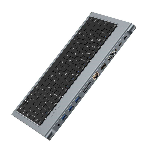 Hot Sale 11 in 1 Hub USB C Docking Station PC Keyboard Compatible With MacbookPro I-Pad Windows Series Linux Vista Laptop