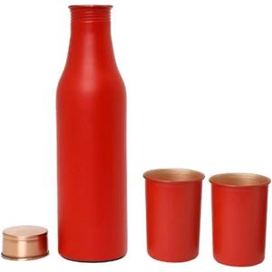 Botella de agua de cobre de calidad superior fuerte con juego de vidrio con acabado perfecto para transporte de oficina regular para exportación a granel - Product Image 4