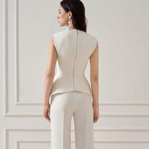 เสื้อผู้หญิงแฟชั่นชั้นสูงเสื้อผ้าสตรีผ้าแจ็คการ์ดแขนกุดผ้าแจ็คการ์ดทรายหรูหราโลโก้ตามสั่งจากเวียดนาม - Product Image 5