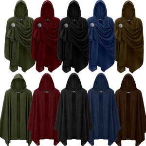 <span class=keywords><strong>Mantello</strong></span> con Cappuccio Medievale per Halloween, <span class=keywords><strong>Mantello</strong></span> Rinascimentale, Sciarpa Vichinga, Costume Retrò, Sciarpa Lavorata a Maglia con Texture Waffle e Spilla - Product Image 5