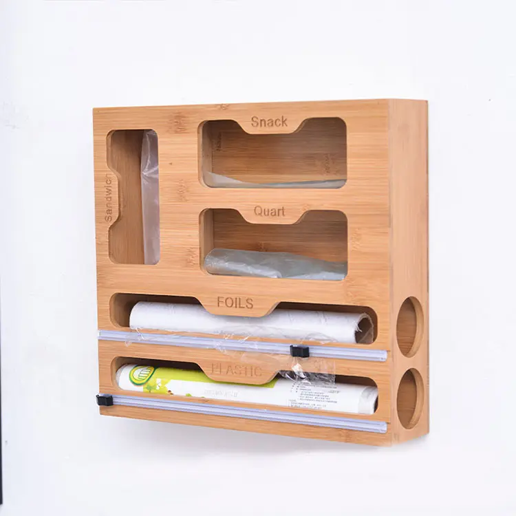 Best drawer organizer kitchen bamboo ziplock bag organizer with wrap dispenser